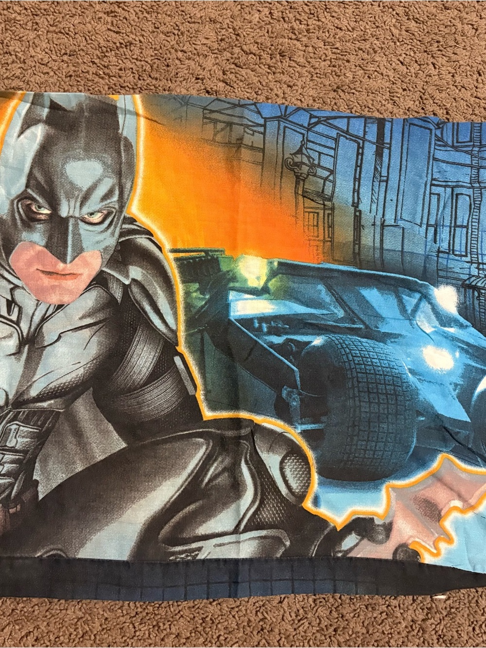 Vintage Batman Graphic Throw Pillow Cover — Black, Blue, Orange